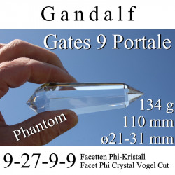 Gandalf 9 Gate Dream Phi Crystal - 9-27-9-9 Facets - Phantoms Vogel Cut