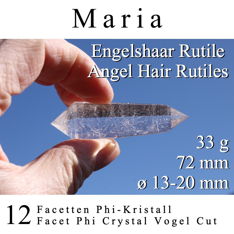 Maria 12 Facet Phi Crystal Angel Hair Rutile Vogel Cut