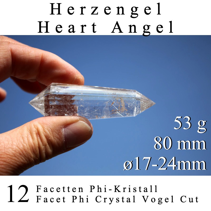 Heart Angel 12 Facet Phi Crystal 53g Vogel Cut