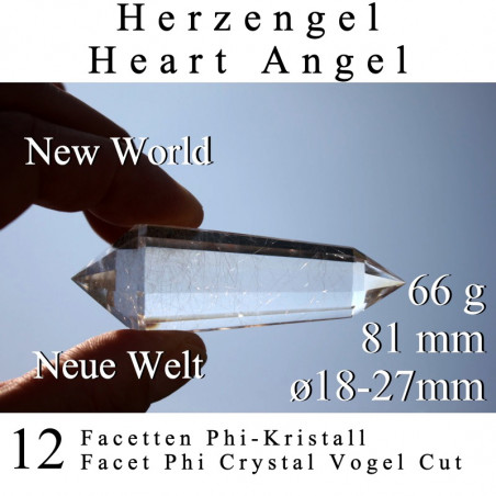Heart Angel 12 Facet Phi Crystal 66g Vogel Cut