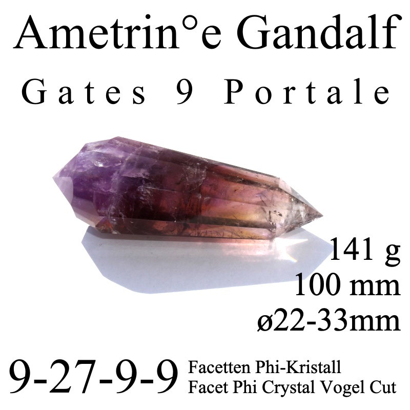 Ametrine Gandalf 9 Gate Phi Crystal 141g Vogel Cut