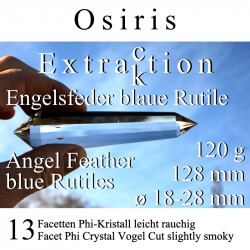 Osiris 13 Facetten Phi-Kristall Engelsfeder leicht rauchig Vogel Cut