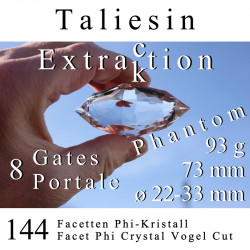 Taliesin 144 Facetten Phi-Kristall mit Phantom Extraktion Transformation Vogel Cut
