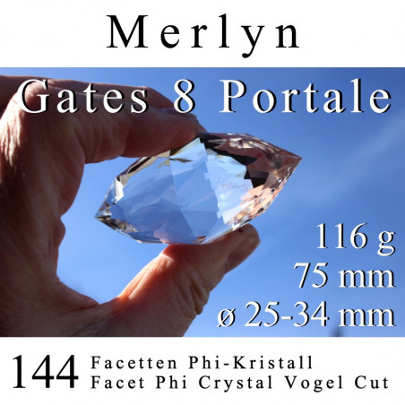 Merlyn 144 Facet Phi Crystal 116g Vogel Cut