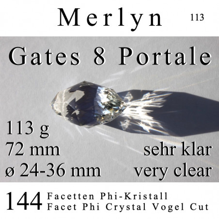 Merlyn 144 Facet Phi Crystal 113g Vogel Cut Transformation