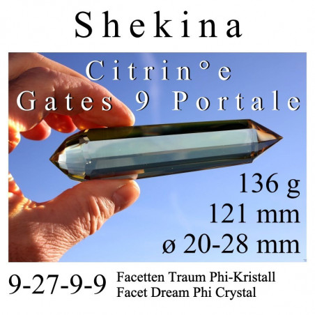 Citrine Shekina 9 Gate Dream Phi Crystal with 9-27-9-9 Facets