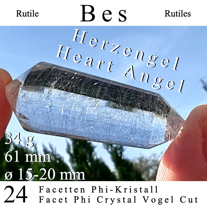 Bes Herzengel 24 Facetten Phi-Kristall Vogel Cut