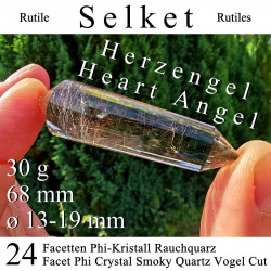 Selket Rauchquarz Herzengel 24 Facetten Phi-Kristall Vogel Cut