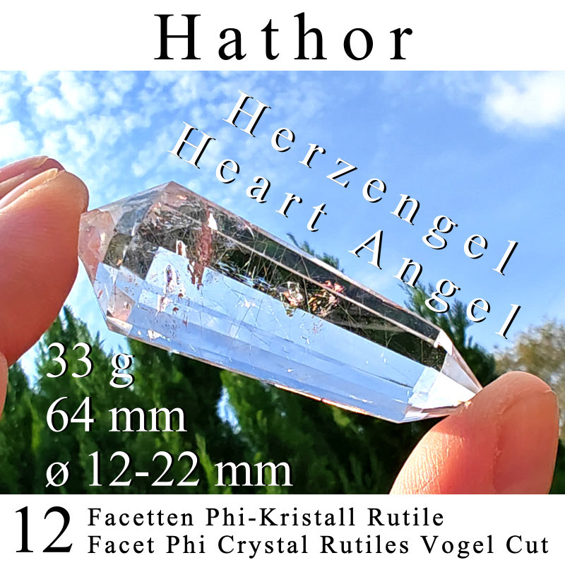 Hathor Herzengel 12 Facetten Phi-Kristall Vogel Cut