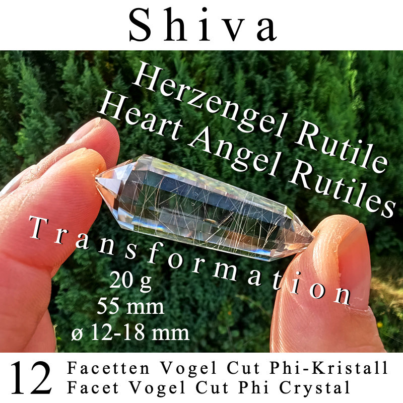 Shiva Herzengel 12 Facetten Vogel Cut Phi-Kristall
