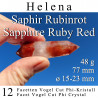 Saphir Rubinrot 12 Facetten Vogel Cut Phi-Kristall Helena