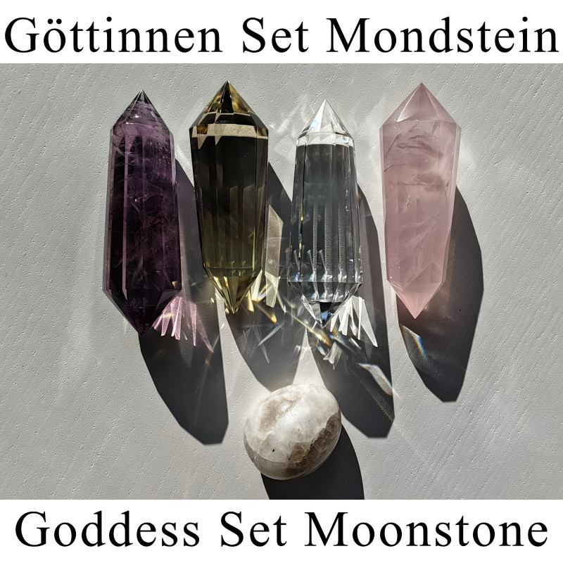 Göttinnen Vogel Cut Phi-Kristall Set Mondstein