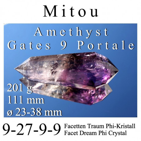 Mitou Amethyst 9 Gate Dream Phi Crystal with 9-27-9-9 Facets