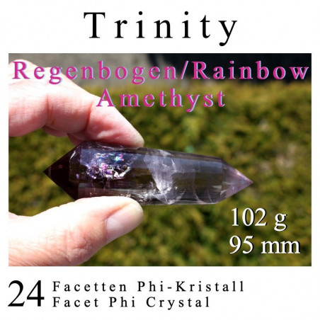 Trinity Rainbow Amethyst 24 Facet Phi Crystal (Cleaning)