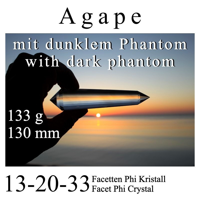 Agape 13-20-33 Facet Phi Crystal with dark phantom
