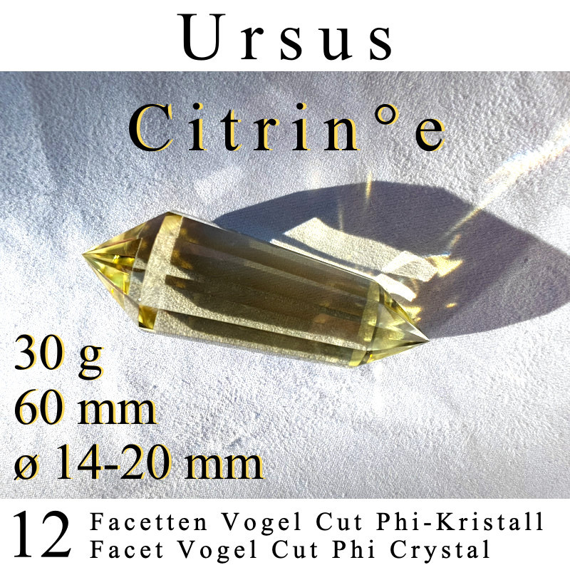 Ursus 12 Facetten Citrin Vogel Cut Phi-Kristall
