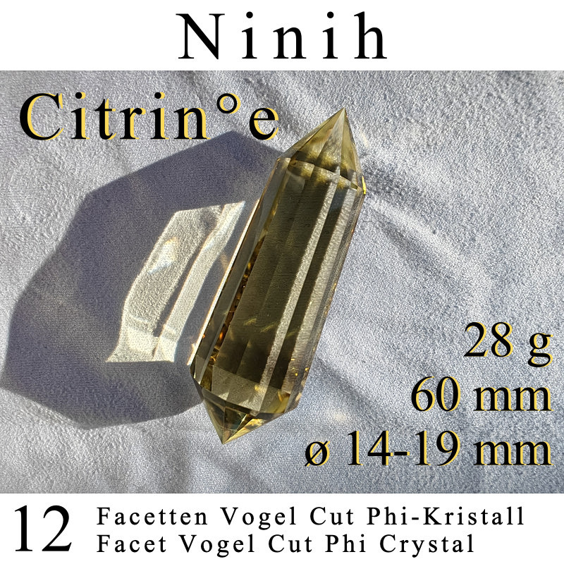Ninih 12 Facetten Citrin Vogel Cut Phi-Kristall
