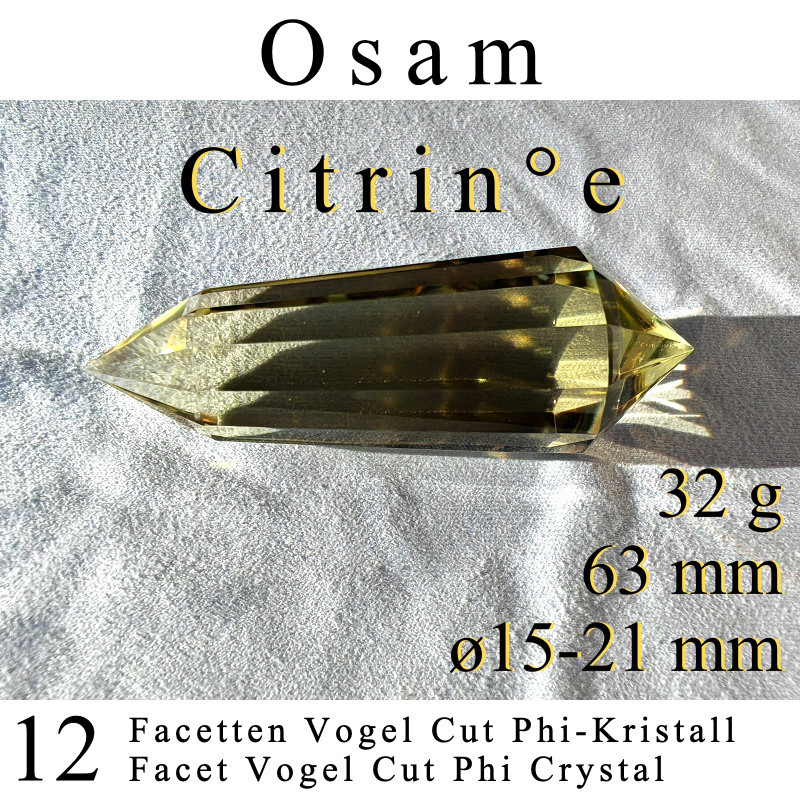 Osam 12 Facetten Citrin Vogel Cut Phi-Kristall