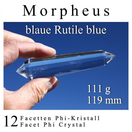 Morpheus 12 Facetten Phi-Kristall mit blauen Rutilen
