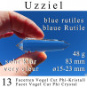 Uzziel 13 Facetten Vogel Cut Phi-Kristall blaue Rutile