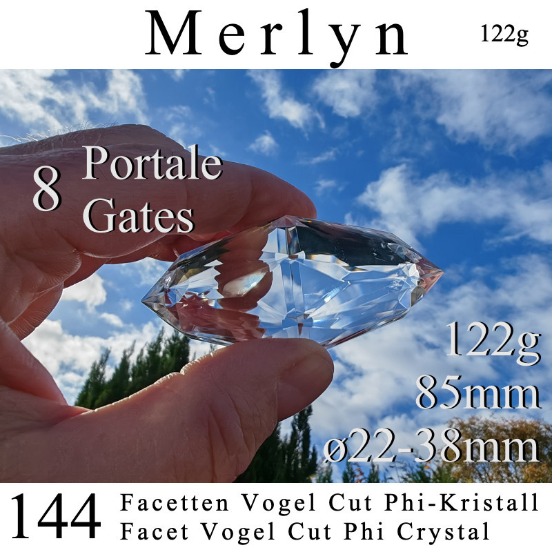 Merlyn 144 Facetten Vogel Cut Phi-Kristall 122g