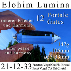 Elohim Lumina 12 Portale 21-12-33 Facetten Vogel Cut Phi-Kristall