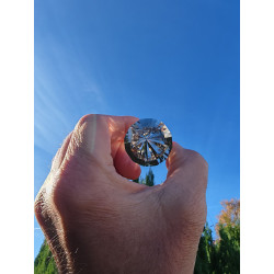 Elohim 12 Gate 21-12-33 Facet Vogel Cut  Phi Crystal Slightly Smoky