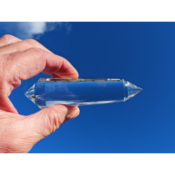 Sanat Kumara 44 Facet Vogel Cut Phi Crystal with blue rutile