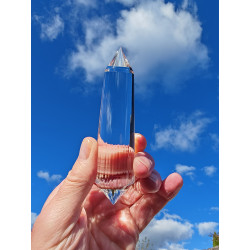 Sanat Kumara 44 Facet Vogel Cut Phi Crystal with blue rutile