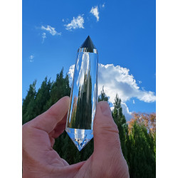Sanat Kumara 44 Facet Vogel Cut Phi Crystal with blue rutile