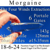 Morgaine 6 Portale 18-6-24 Facetten Vogel Cut Phi-Kristall mit blauen Rutilen
