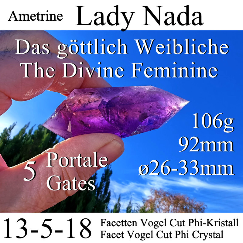 Lady Nada Ametrine 5 Gates 13-5-18 Facet Vogel Cut Phi Crystal