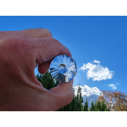 Amadeus 33 Facet Vogel Cut Phi Crystal with blue rutile and phantoms