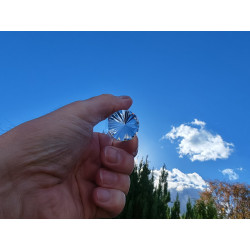 Amadeus 33 Facet Vogel Cut Phi Crystal with blue rutile and phantoms