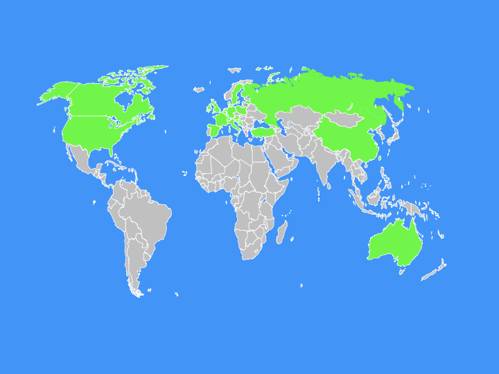 Kunden aus aller Welt kaufen bei Phi-Kristalle.de - siehe Weltkarte -