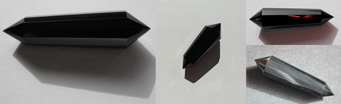 12  Facets  Vogel Cut Phi Crystal Pelican  Obsidian